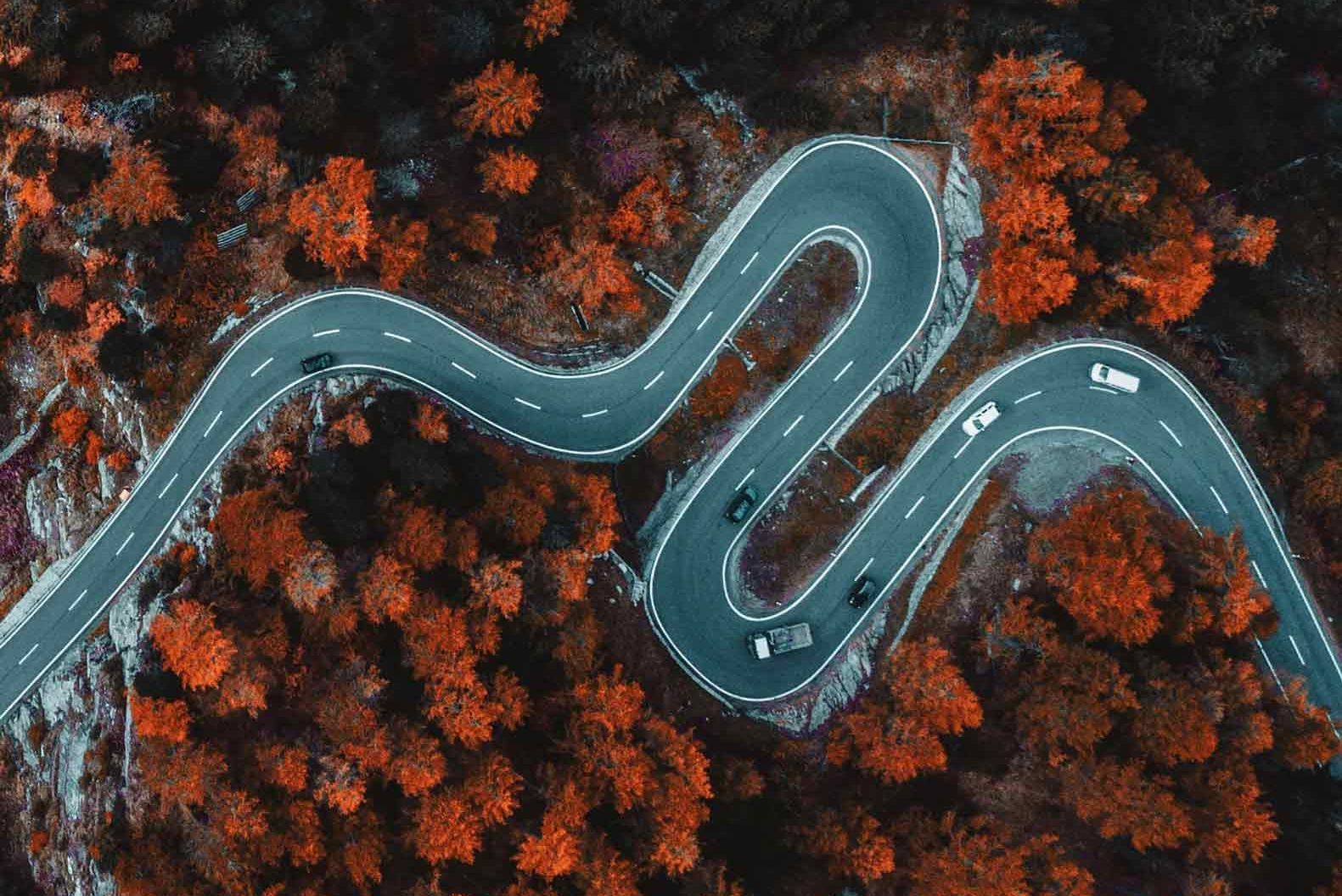 top view asphalt road