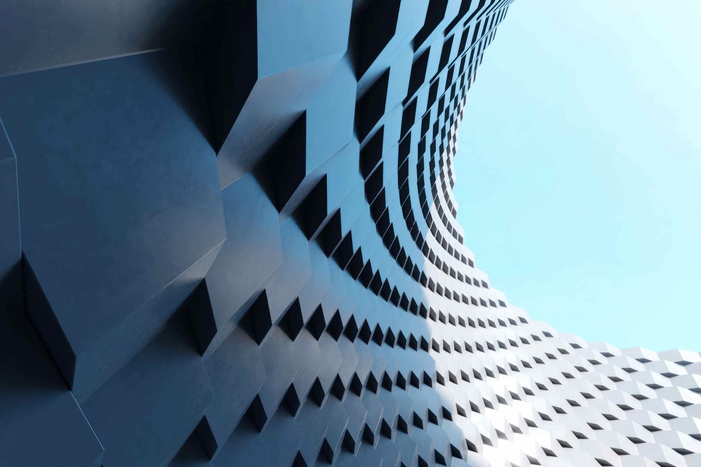 abstract modern architecture with wavy facade 3d rendering