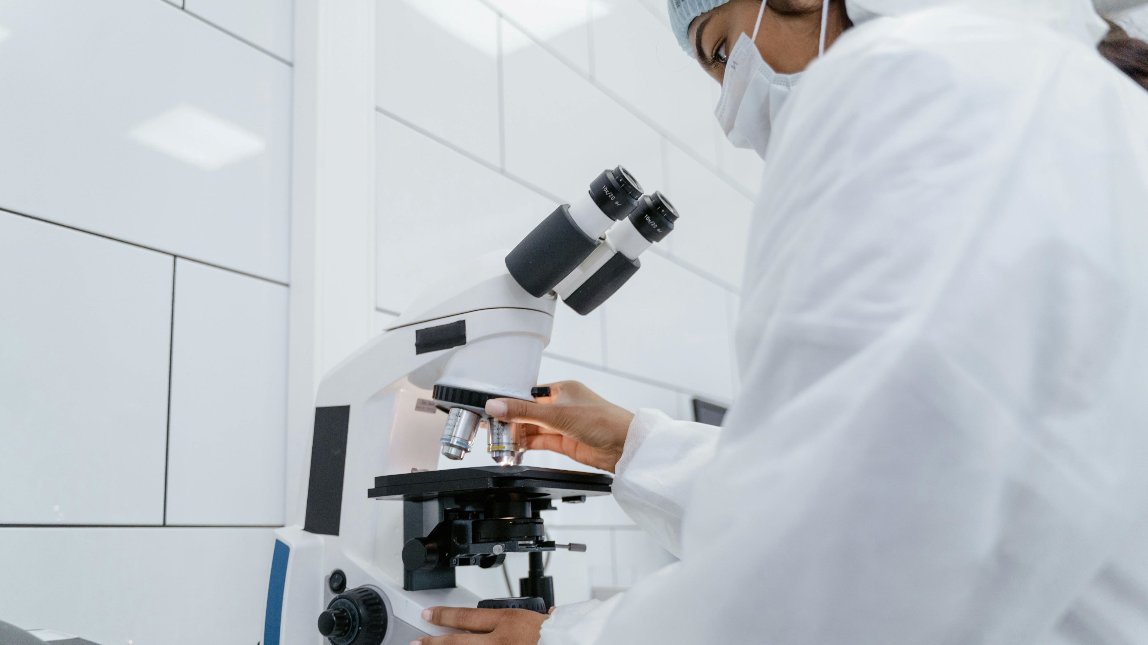 Image: Person in the laboratory looking into a microscope