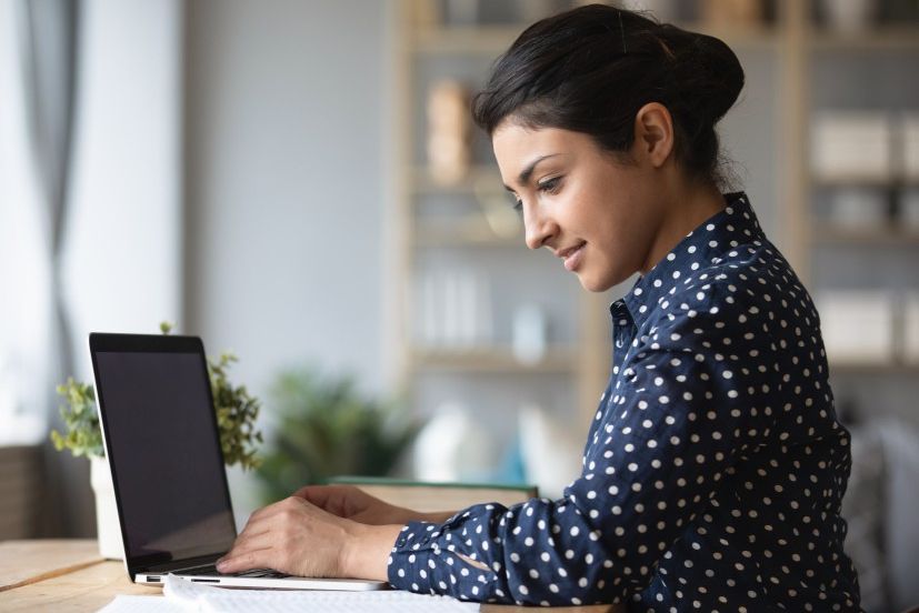 woman working on laptop